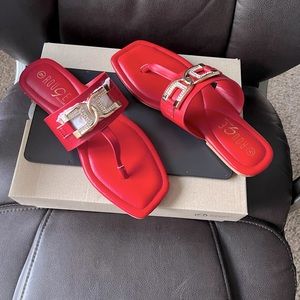 Brand New Red Sandals with gold accents